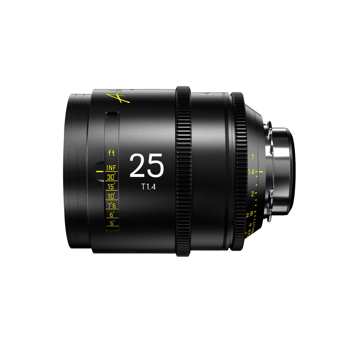 DZOFilm Arles Prime 25mm FF/VV cine lens, PL mount, side view