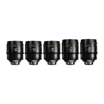 DZOFilm Arles Prime FF/VV 5-lens B set (14, 21, 40, 135, 180mm), PL mount, upright side view