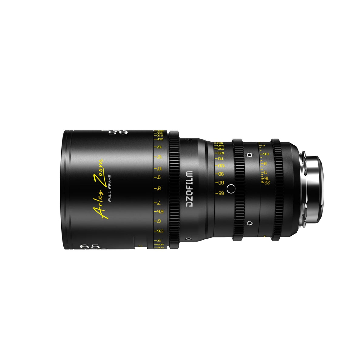DZOFilm Arles Zoom 65-180mm T2.6 FF/VV cine zoom lens, PL mount, side view
