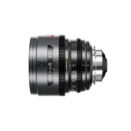 DZOFilm Pavo 2x anamorphic 28mm T2.1 cine lens, side view