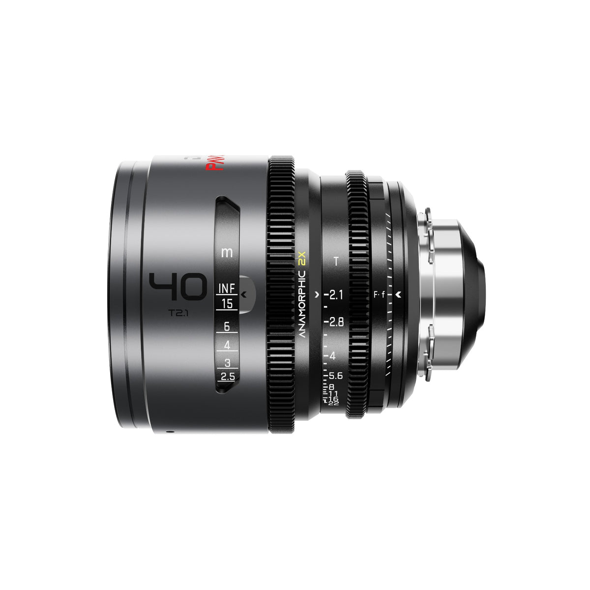 DZOFilm Pavo 2x anamorphic 40mm T2.1 cine lens, side view