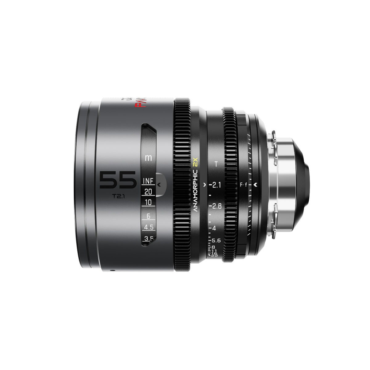 DZOFilm Pavo 2x anamorphic 55mm T2.1 cine lens, side view