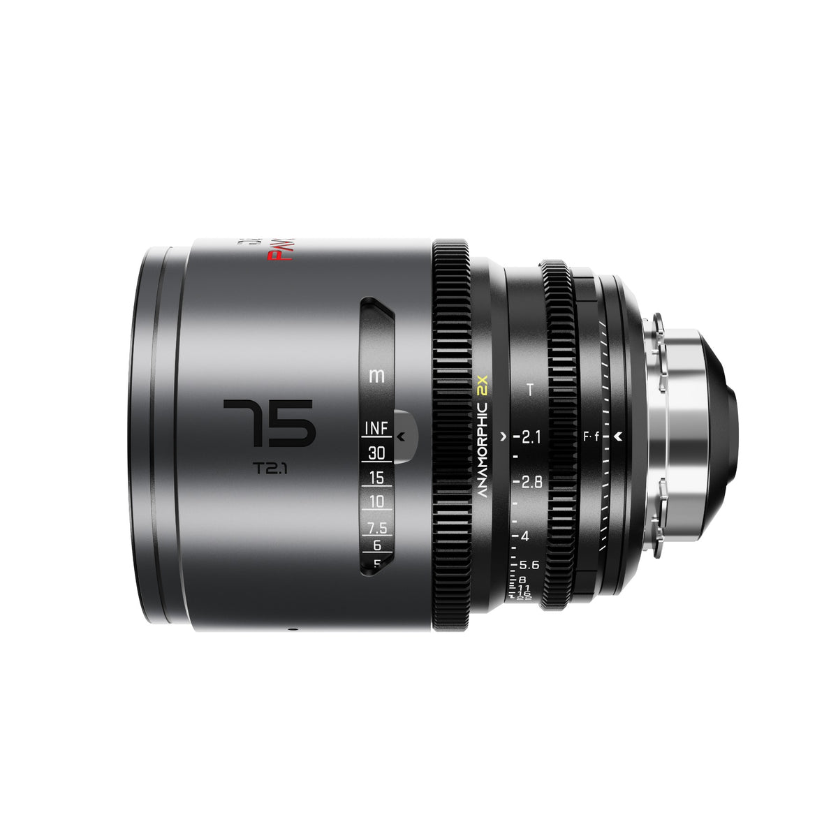 DZOFilm Pavo 2x anamorphic 75mm T2.1 cine lens, side view
