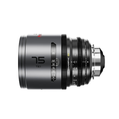 DZOFilm Pavo 2x anamorphic 75mm T2.1 cine lens, side view