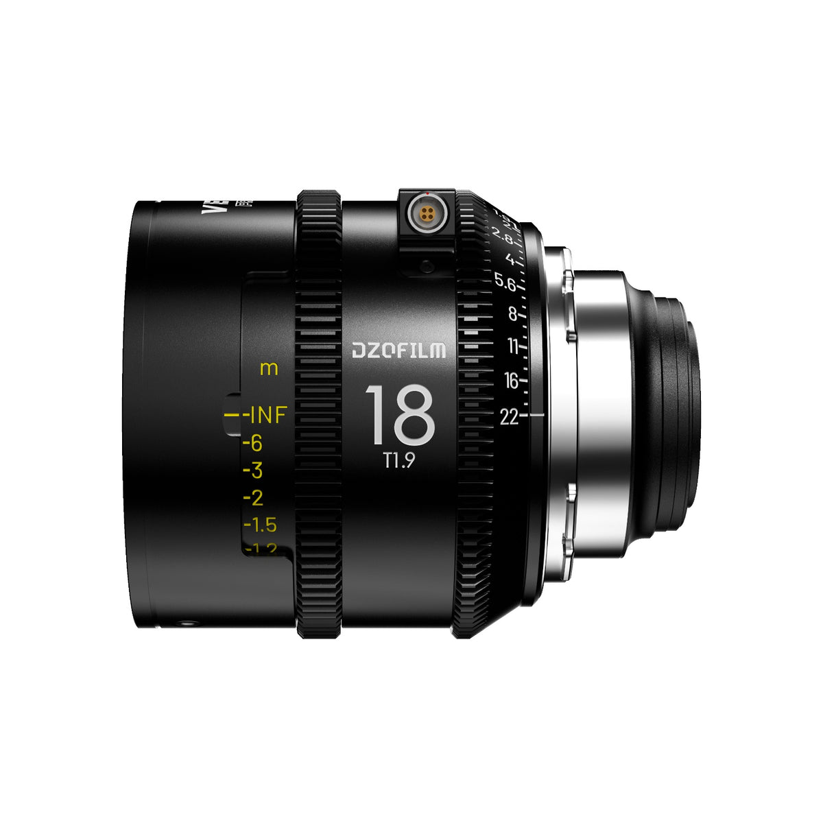 DZOFilm Vespid Prime II 18mm T1.9 FF cine lens, PL mount, side view