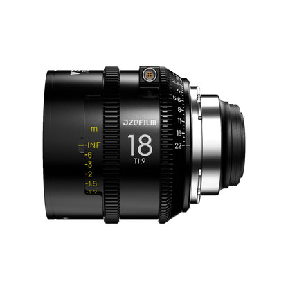 DZOFilm Vespid Prime II 18mm T1.9 FF cine lens, PL mount, side view