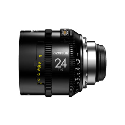 DZOFilm Vespid Prime II 24mm T1.9 FF cine lens, PL mount, side view