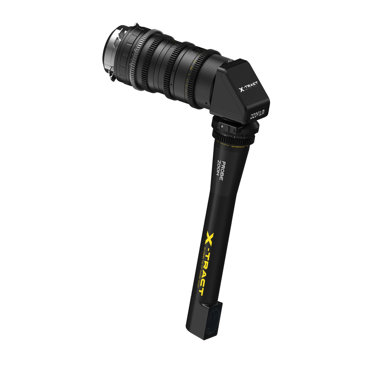 DZOFilm X-tract 18-28mm T8 probe lens in periscope configuration, angled view
