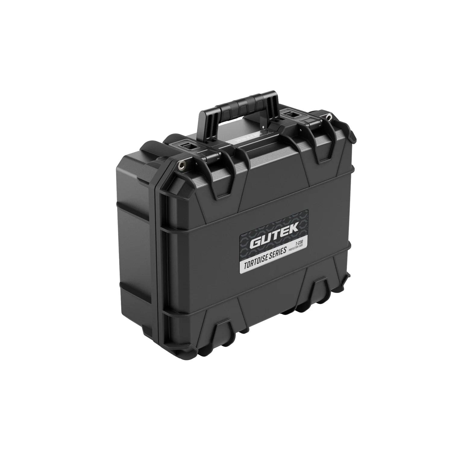 Gutek T-230 hard case angled view showing handle and secure latches