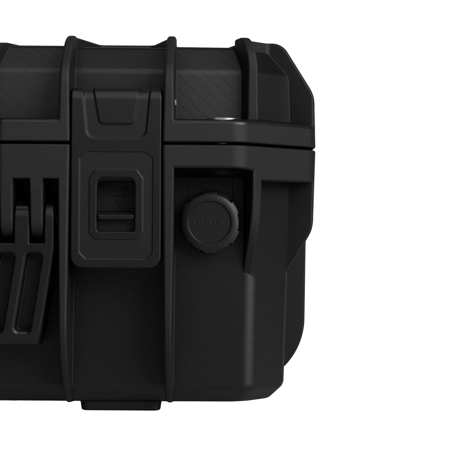 Gutek T-230 hard case latch and pressure valve detail close-up