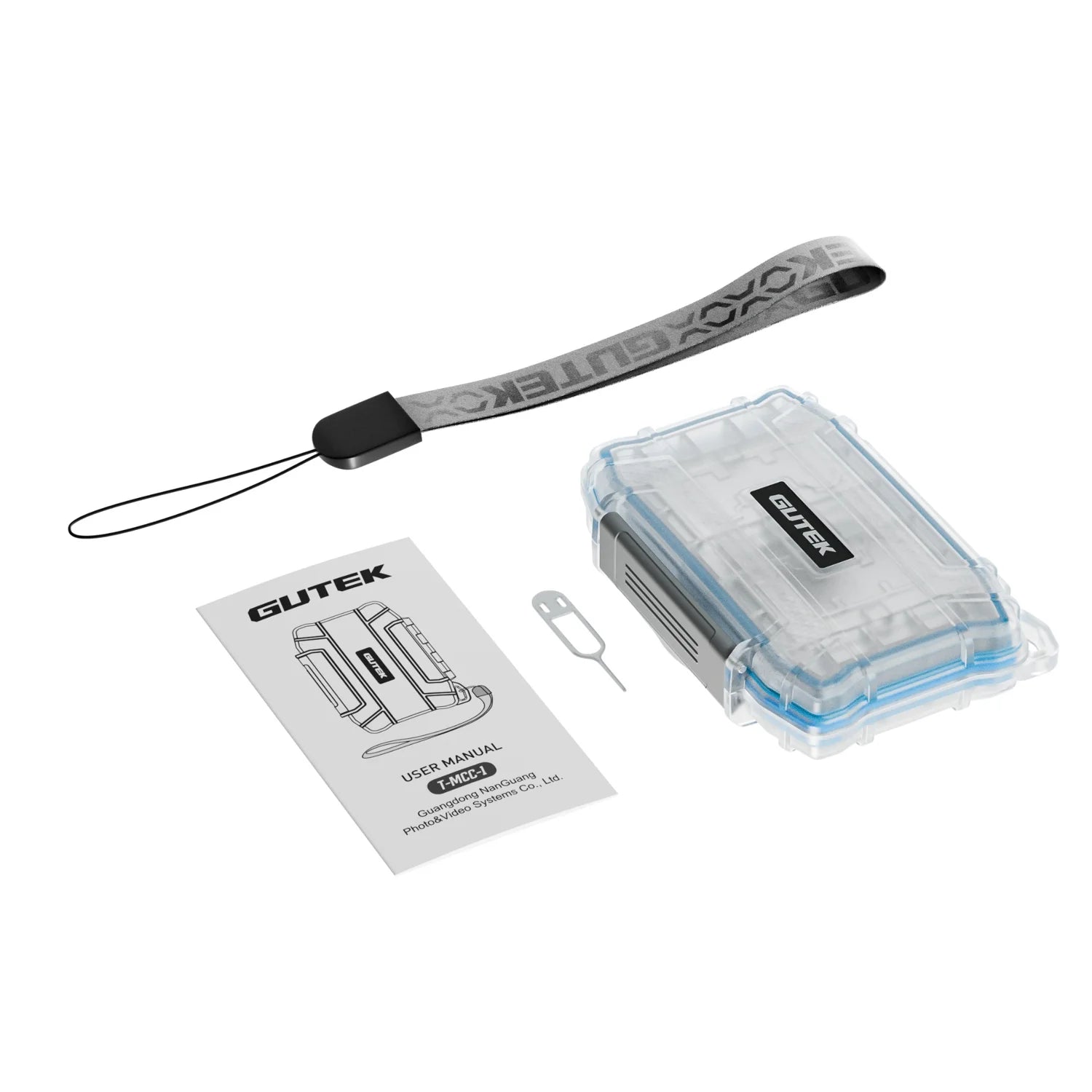 Gutek T-MCC-1 memory card case with lanyard, manual and eject pin included