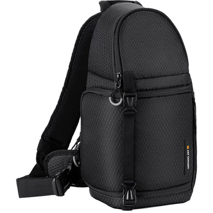 Front and side view of the K&F Slim-Shooter 10L sling camera bag in grey, showing its slim, compact crossbody design.