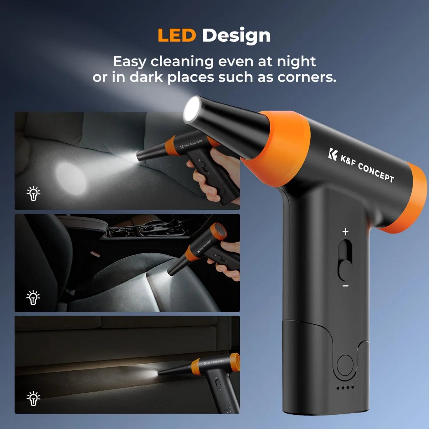 K&F Concept electric air duster with integrated LED work light