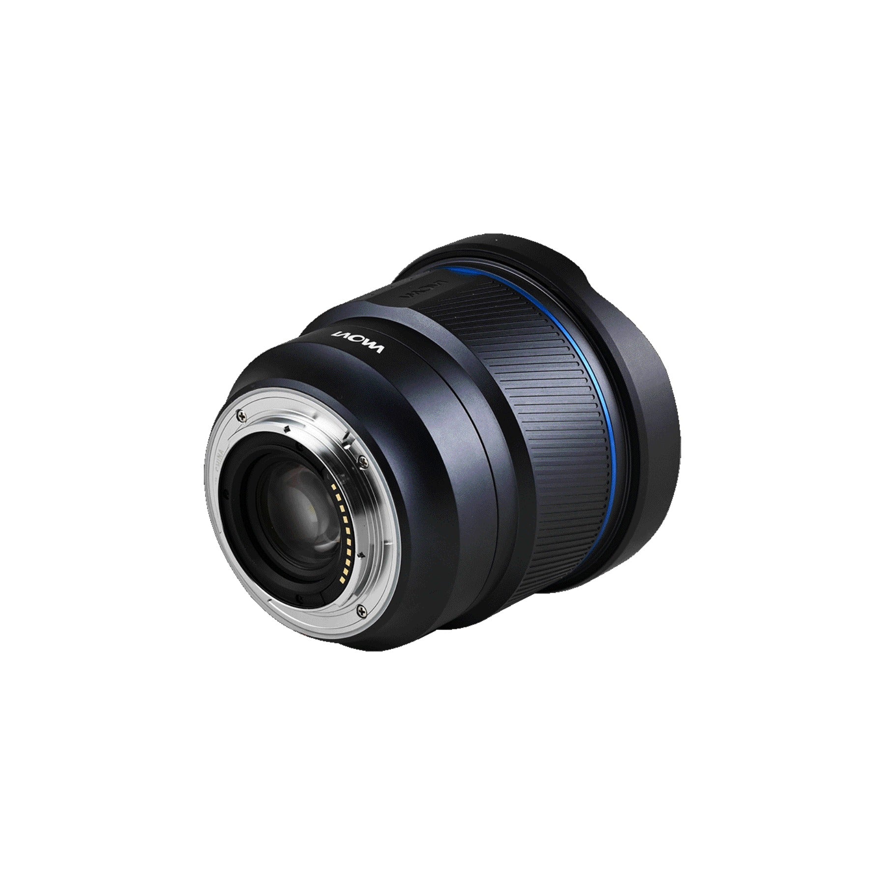 Laowa 10mm rear-angled view emphasizing mount ring and internal electronics.