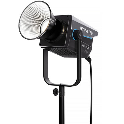Nanlite FC-720B front angled view with reflector dish for focused full-colour light output
