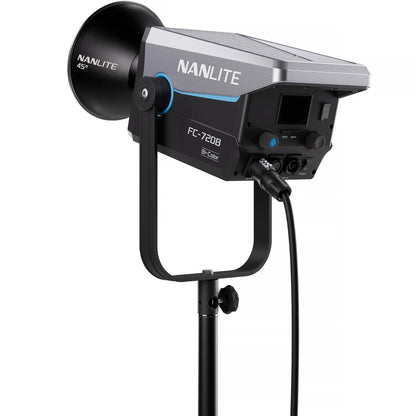 Nanlite FC-720B LED light rear angle showing control panel DMX ports and power input
