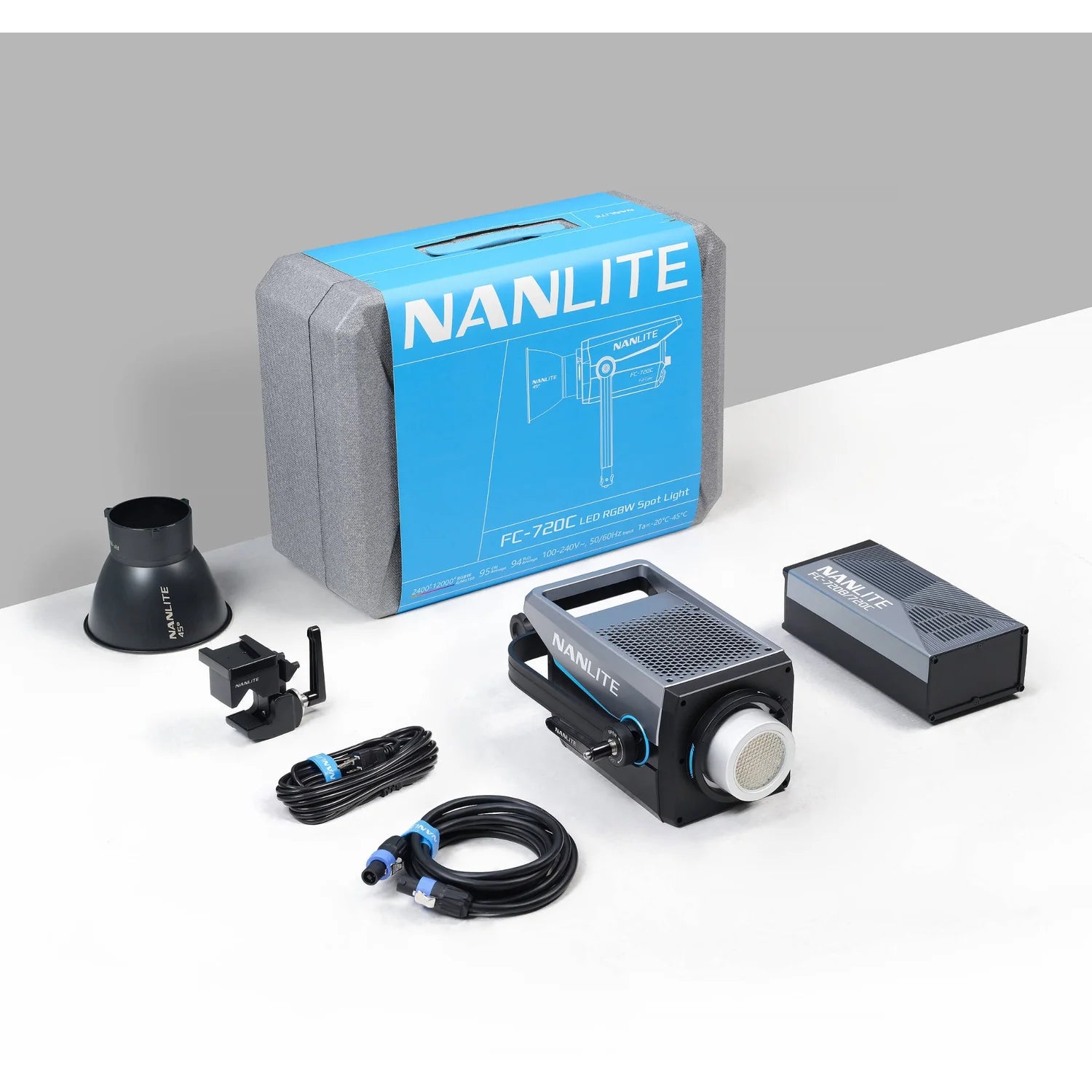 Nanlite FC-720C complete lighting kit including light head reflector cables power unit and carry case
