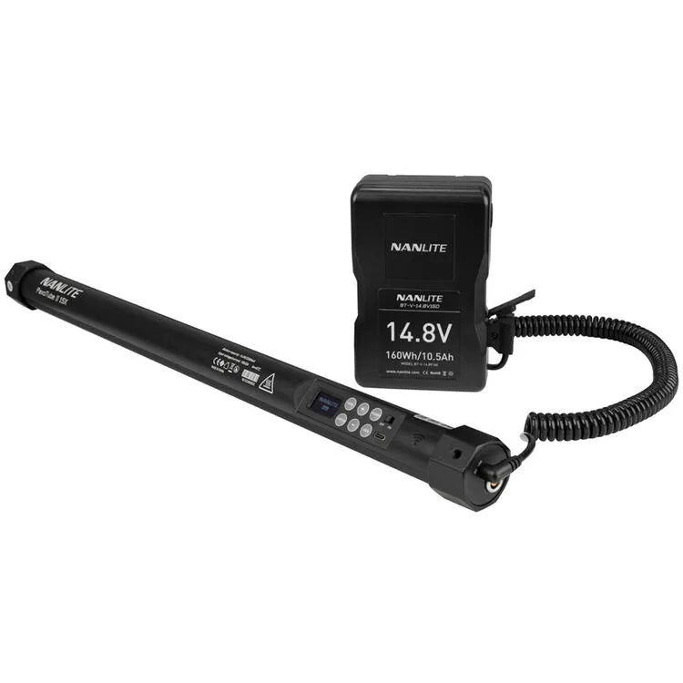 Nanlite PavoTube II 15X tube connected to V mount battery