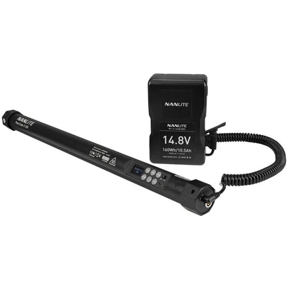 Nanlite PavoTube II 15X tube connected to V mount battery