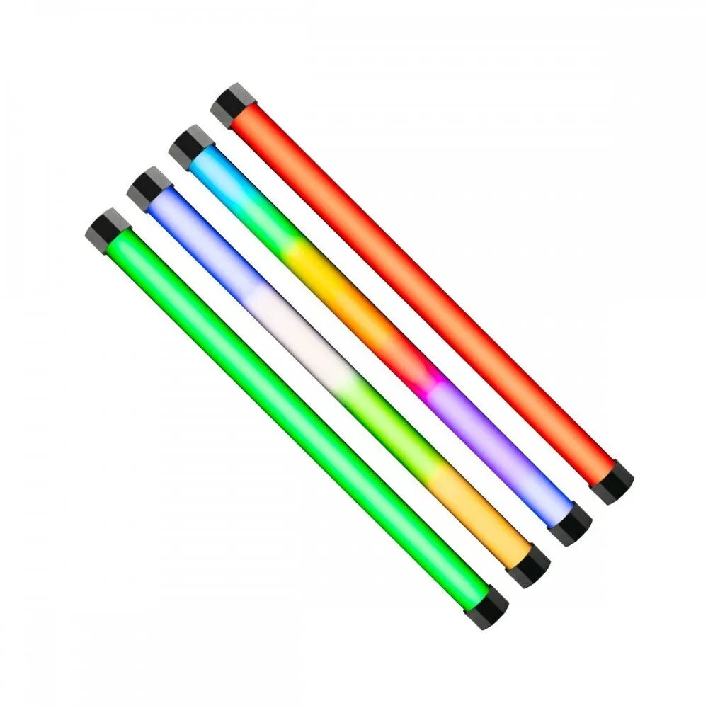 Nanlite PavoTube II 15X RGBWW LED tube set displaying full colour output in 4-light kit