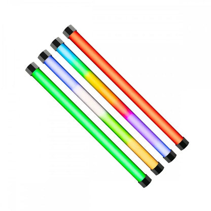Nanlite PavoTube II 15X RGBWW LED tube set displaying full colour output in 4-light kit