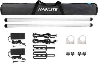 Nanlite PavoTube II 30X 2-light kit full contents including tubes, power supplies, clamps and carry bag