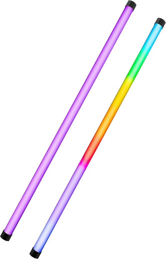 Nanlite PavoTube II 30X RGBWW tube lights displaying full-colour output in 2-light set