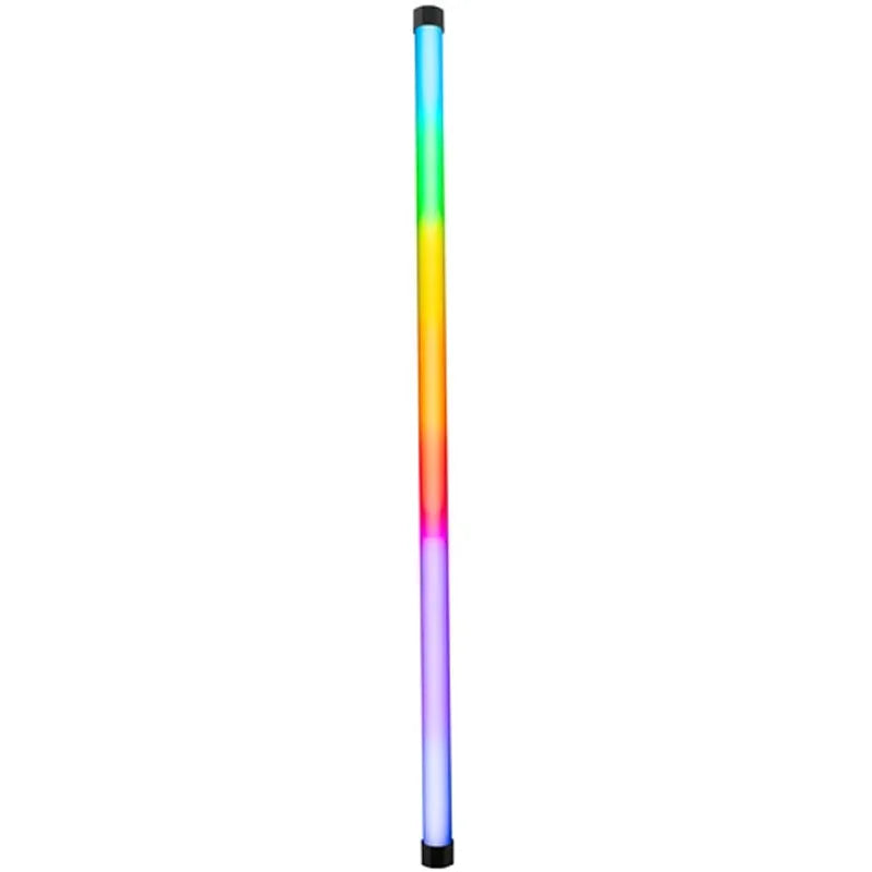 Nanlite PavoTube II 30X RGB light tube showing full-color RGB output along the length of the fixture