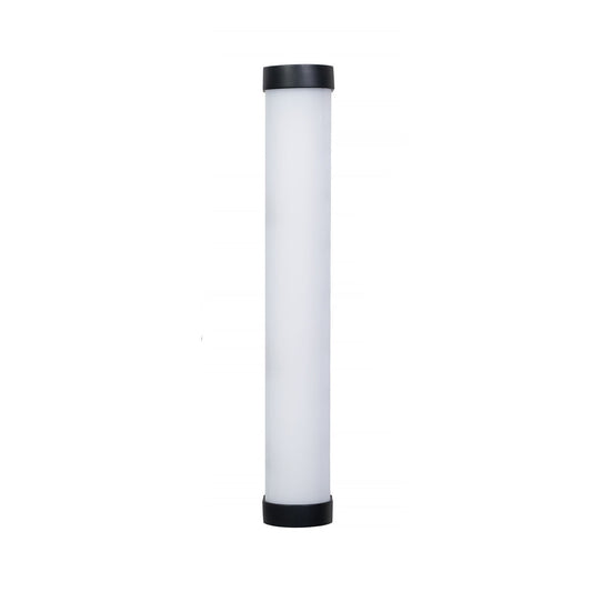 Nanlite PavoTube II 6XR standing vertically against white background, showing full length of white cylindrical tube with black end caps.
