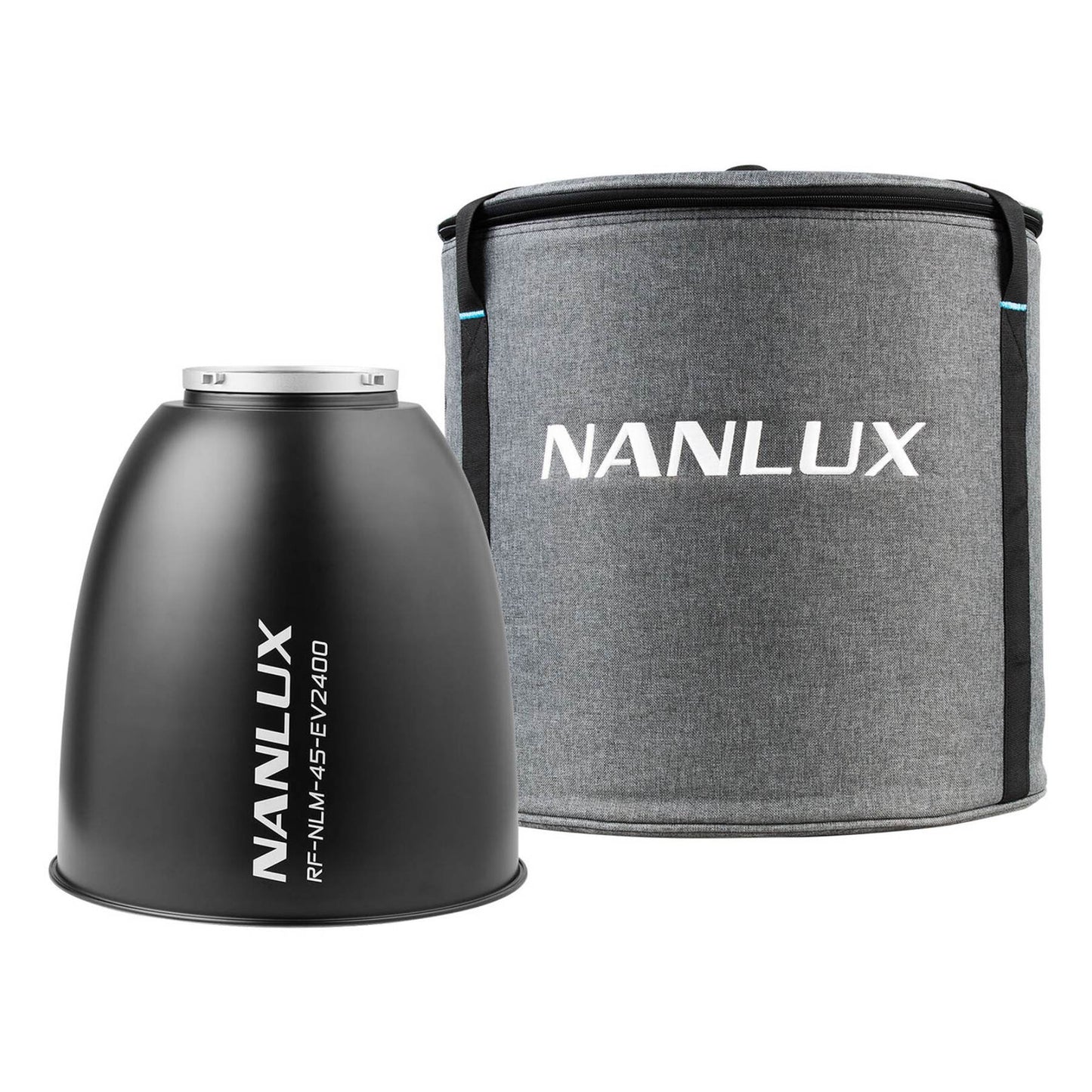 NANLUX Evoke 2400B control unit photographed from rear-right angle revealing output connectors and control interface on the side panel.
