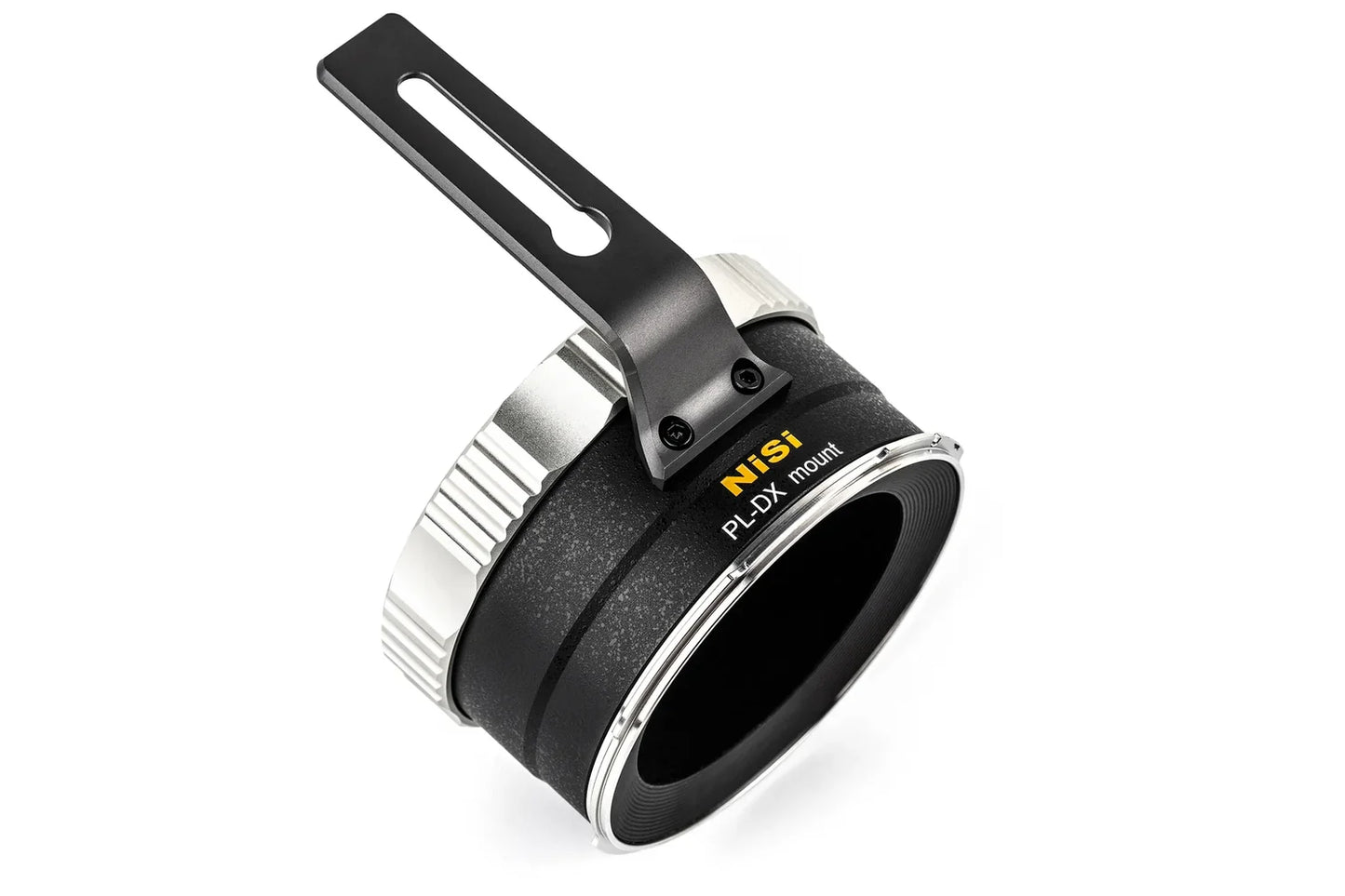 NiSi Athena DX PL Mount Adapter front angled view with stainless steel mount interface