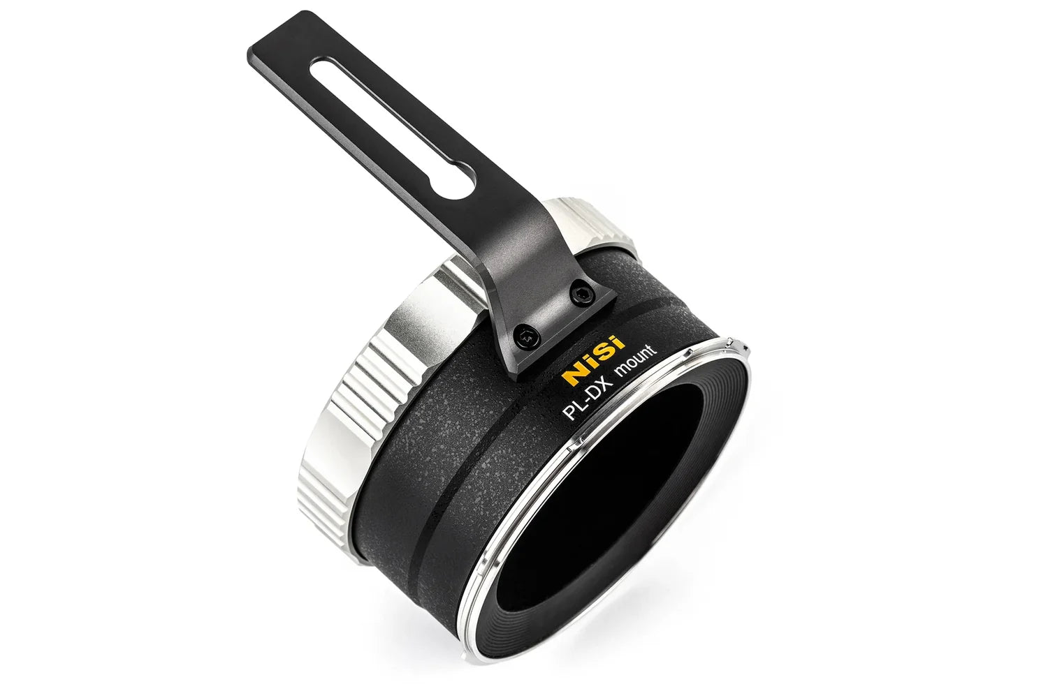 NiSi Athena DX PL Mount Adapter front angled view with stainless steel mount interface