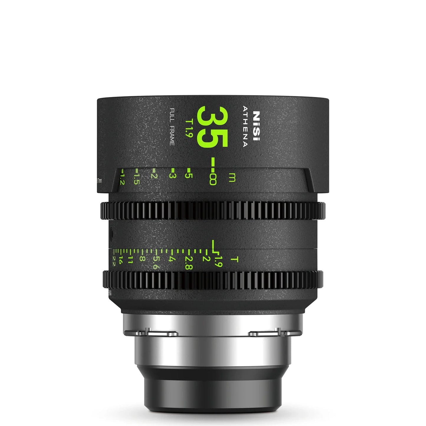 NiSi Athena Prime 35mm T1.9 full-frame cinema lens angled product image