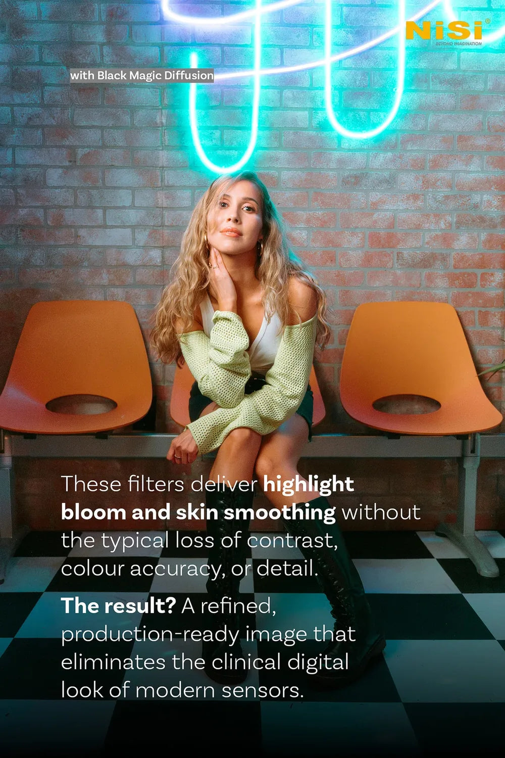 NiSi Black Magic Diffusion example infographic explaining highlight bloom and skin smoothing