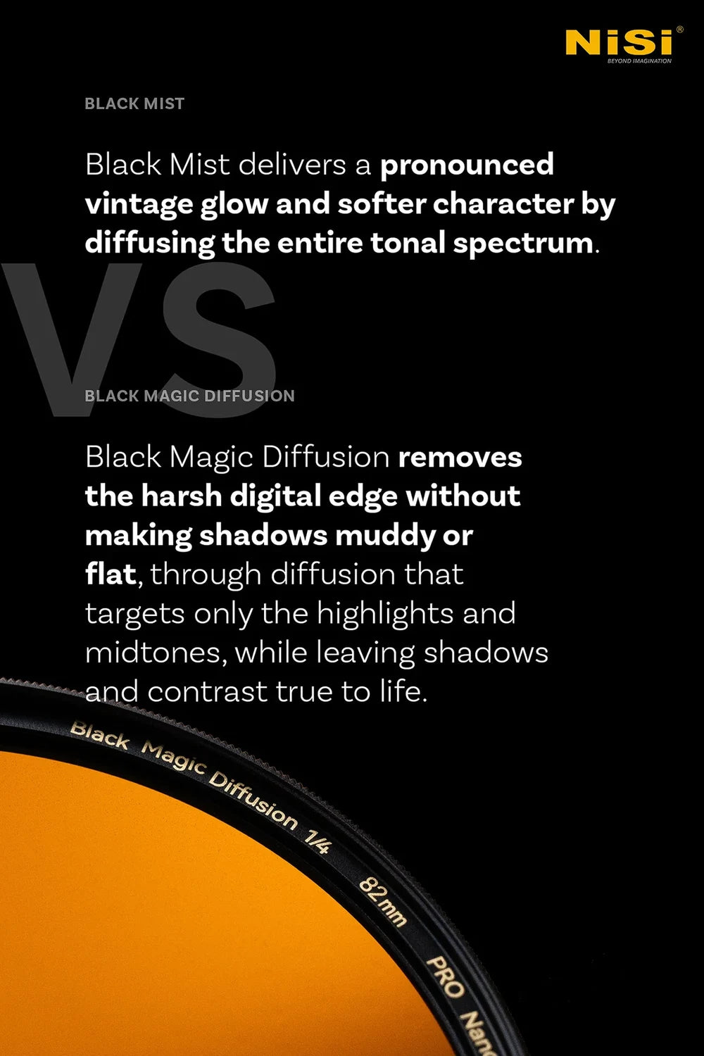 NiSi Black Magic Diffusion versus Black Mist comparison graphic