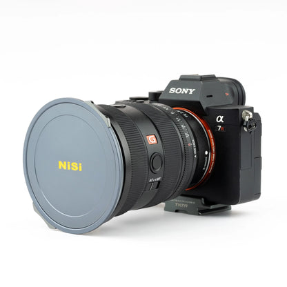 NiSi JetMag Pro 82mm front cap mounted on Sony camera lens front view