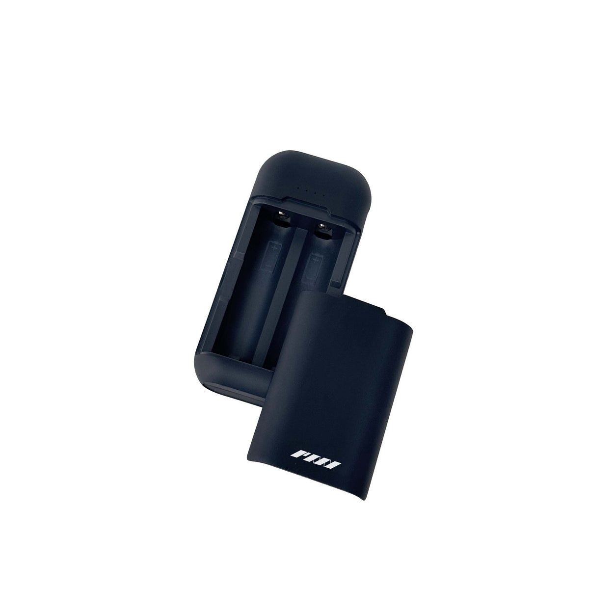 PMI 18650 Battery Charger and Power Bank cover slid open showing two battery bays