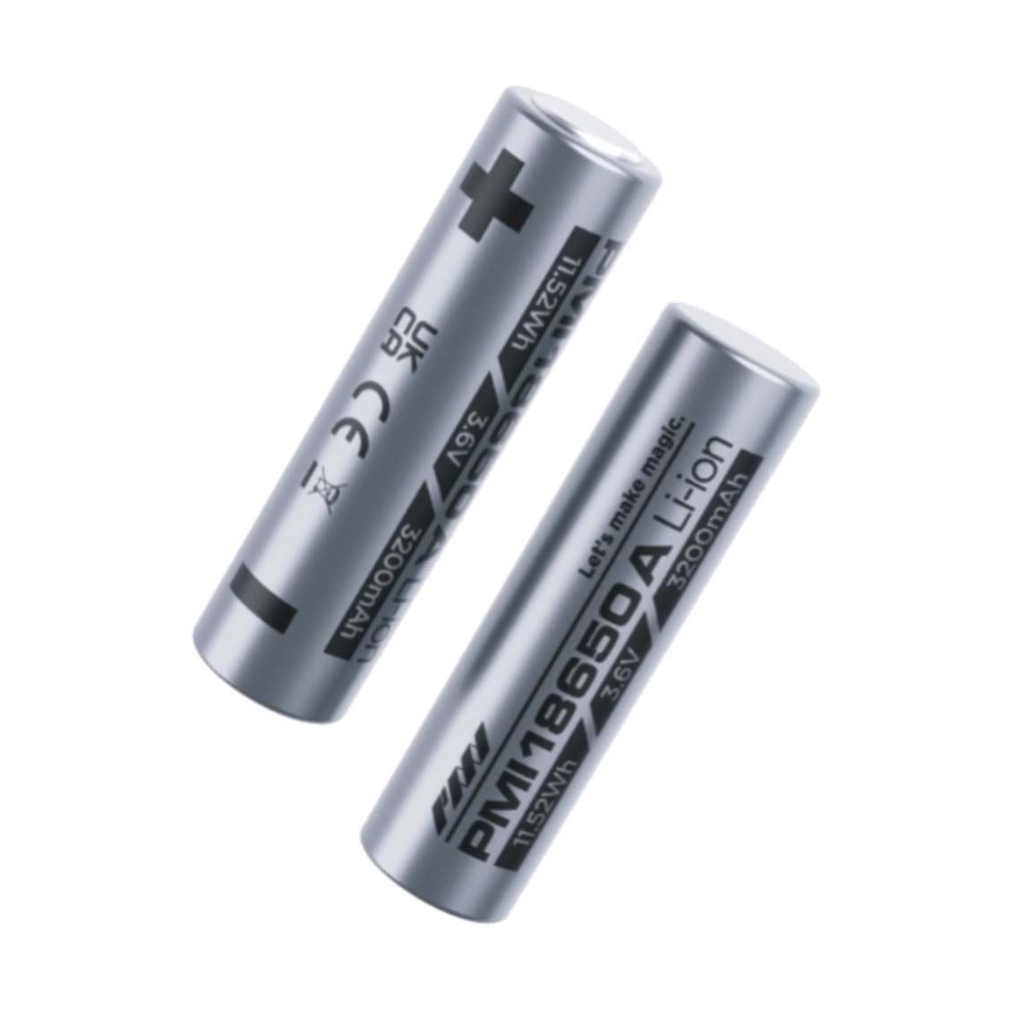PMI 18650 Battery (Pack of 2) two 3.6V 3200mAh Li-ion cells