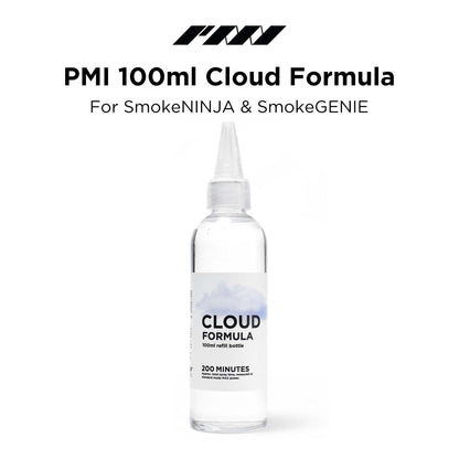 PMI Cloud Formula Refill 100ml bottle labelled for SmokeNINJA and SmokeGENIE