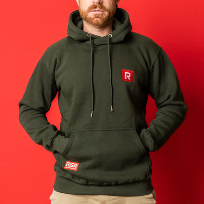 RIGR Heavyweight Hoodie in forest green front view