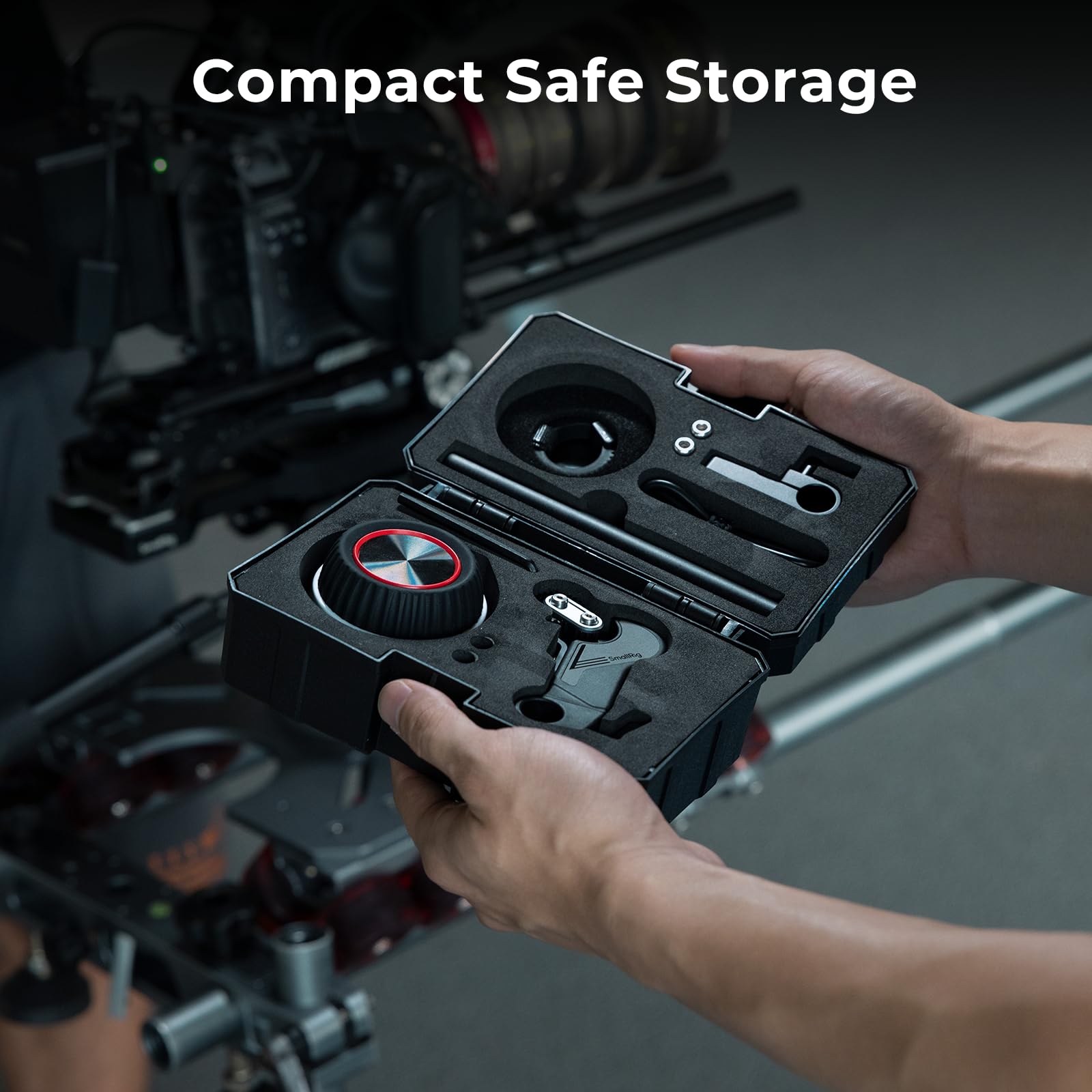 SmallRig wireless follow focus kit 4296B stored in compact protective carrying case