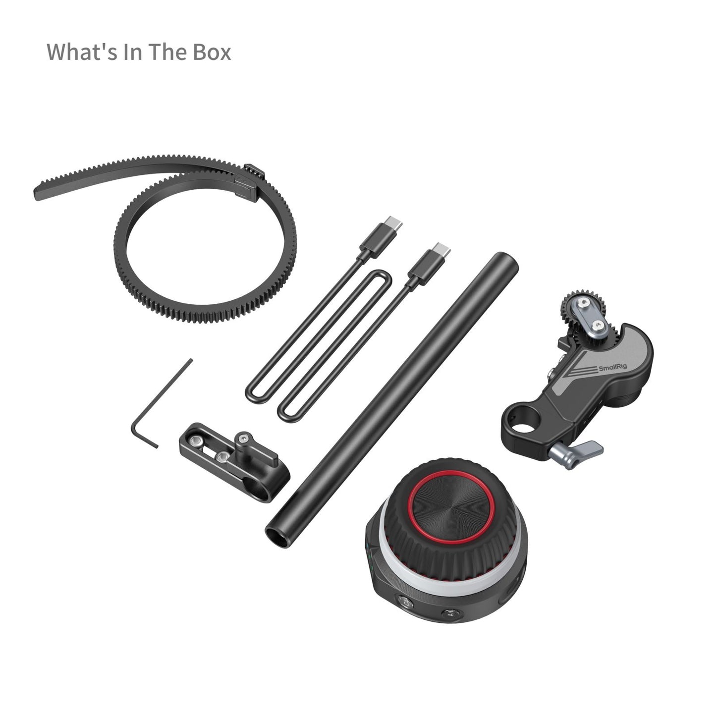 SmallRig wireless follow focus kit 4296B contents including motor, controller, rod mount, cables and accessories