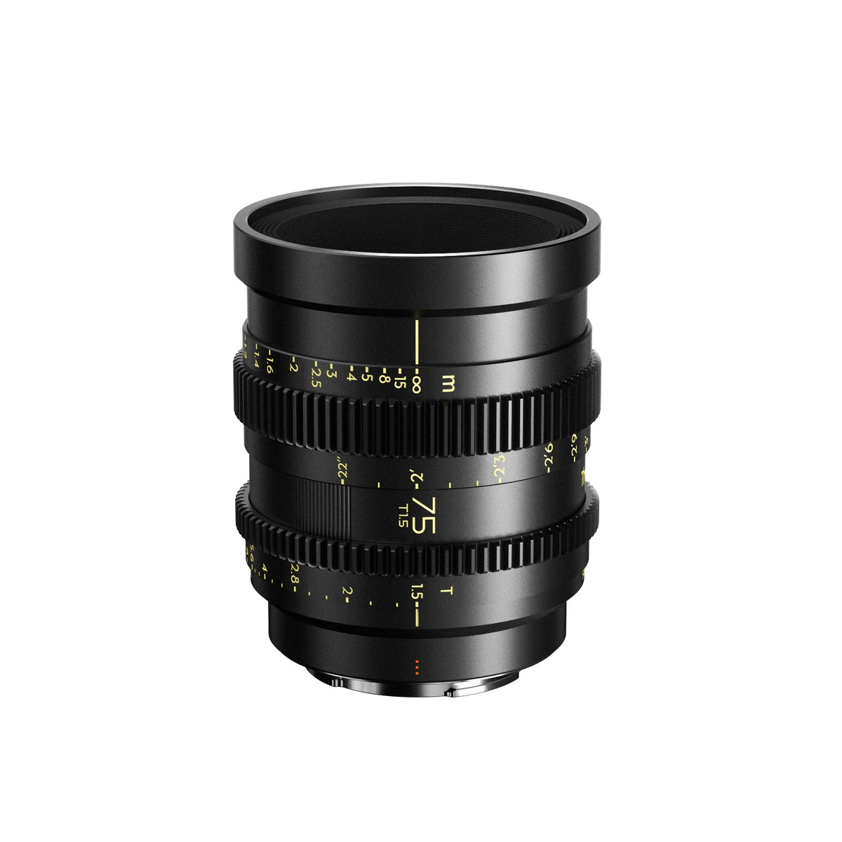 Thypoch Simera-C 75mm T1.5 cine prime lens, angled view