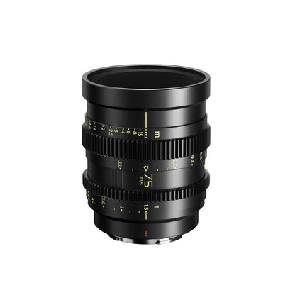 Thypoch Simera-C 75mm T1.5 cine prime lens, angled view